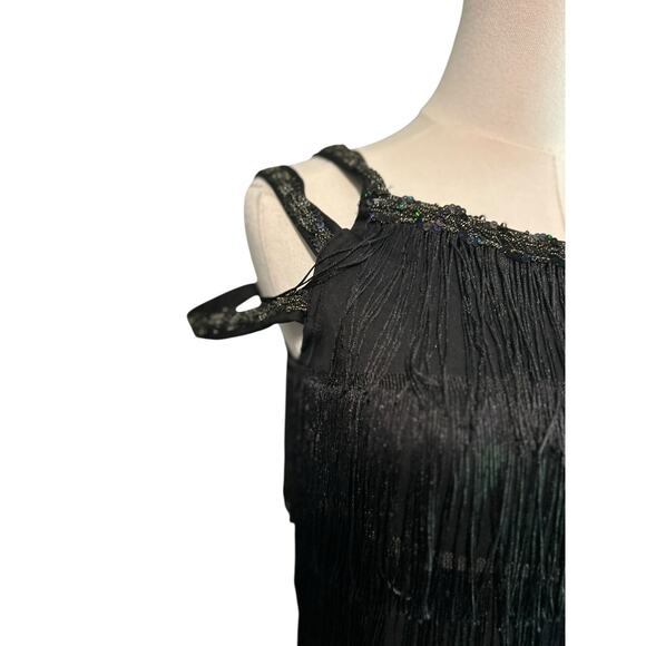 Flapper Dress Black Fringe Costume Great Gatsby Prom Party Cosplay Homecoming - Picture 2 of 8